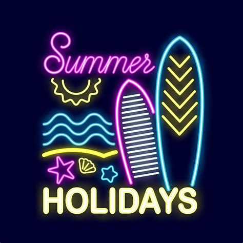 Premium Vector Summer Neon Sign With Bright Illumination Summer