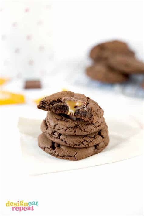 Chewy Double Chocolate Caramel Cookies Design Eat Repeat