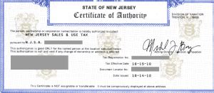 Nj Sales Tax Certificate Of Authority Llc Bible