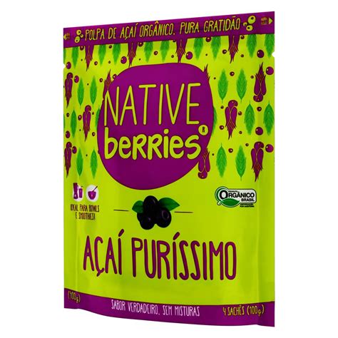 Polpa de Fruta Orgânica Açaí Zero Açúcar Native Berries Sachê 400g 4