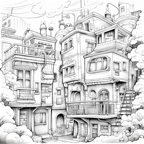 Premium AI Image A Drawing Of A Large Building With A Balcony And A