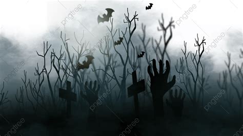 Horror Night PNG Image, Halloween Horror Moon Night Graveyard Zombies ...