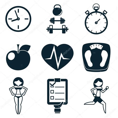 Sport Fitness And Health Isolated Icons Set Stock Vector By Entity1313