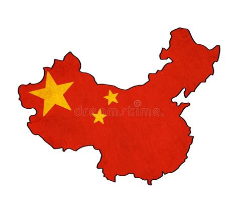 China Map On China Flag Drawing Royalty Free Stock Image - Image: 33555826