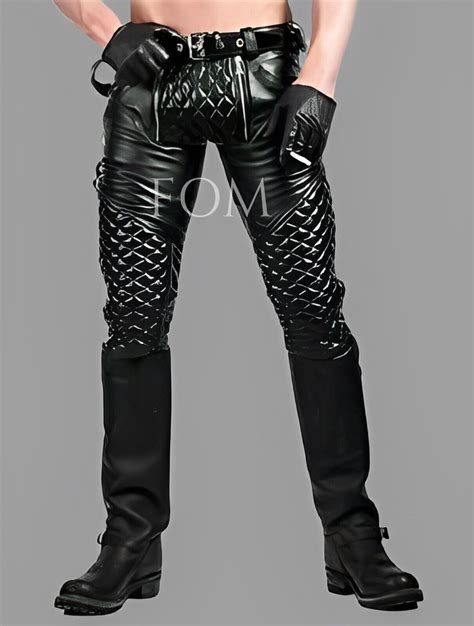 Mens Genuine Soft Leather Black Quilted Pant Adult Zipper Jeans Bikers Trouser Ebay