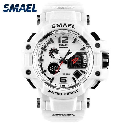 Smael Men Marine White Sport Wrist Watch With Led Digital M