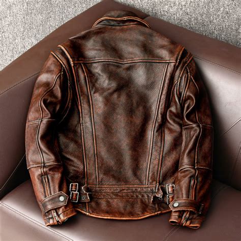 Men S Leather Jacket Biker Jacket Men Brown Leather Jacket Distressed Jacket Waxed Jacket Slim