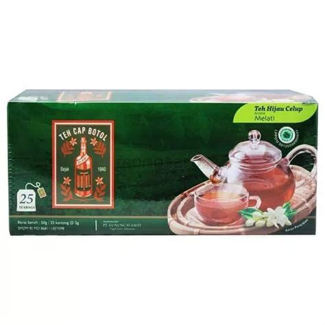 Jual Teh Cap Botol Teh Hijau Celup Aroma Melati 50 Gram Isi 25 S Di