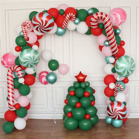 136pcs Candy Cane Christmas Balloon Garland Arch Peppermint Etsy