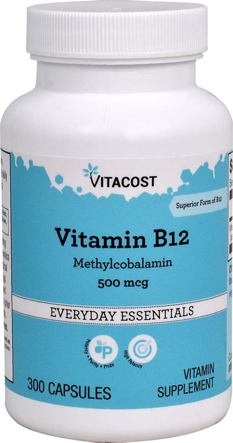 Vitacost Vitamin B 12 Methylcobalamin 500 Mcg 300 Capsules Vitacost