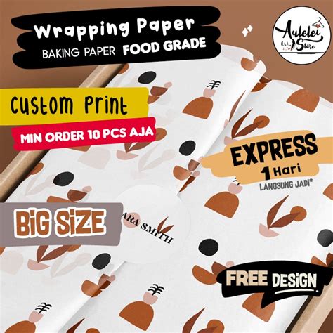 Jual BIG SIZE Wrapping Paper CUSTOM Paket Olshop Kertas Roti Kertas