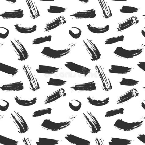 Vector Creative Seamless Pattern With Hand Drawn Brush Strokes Stock