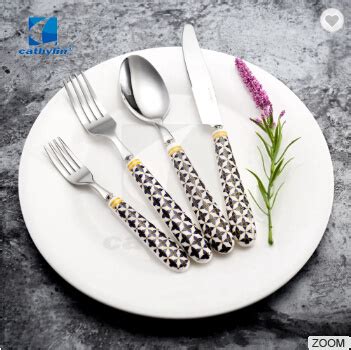 New Design Ceramic Handle Stainless Steel Cutlery Set Korean Flatware