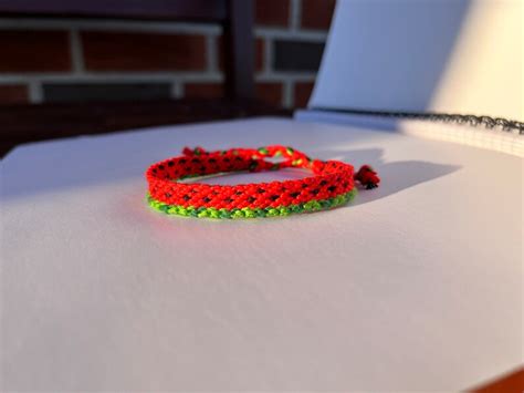 Red Green Watermelon Friendship Bracelet Summer Vibe T Idea Etsy