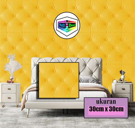 WD Wallpaper Stiker 3D Foam Headboard Gold Dinding Busa Wall Foam