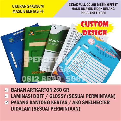 Jual Cetak Map Rekam Medis Medical Check Up Ppdb Bahan Artcarton Gr