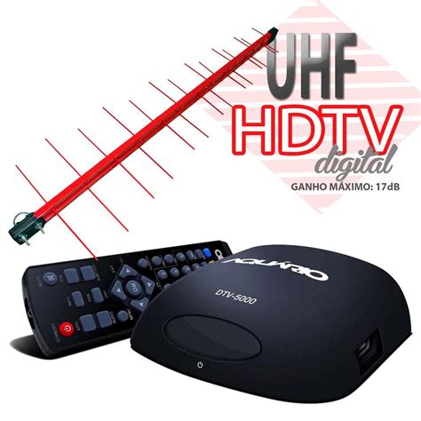 Kit Conversor Digital Aquario Dtv 5000 Full Hd Antena Original Banda