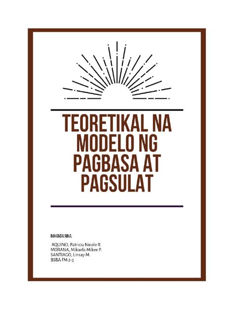 Mga Teoretikal Na Modelo Ng Pagsulat Ng Pagbasa Pdf