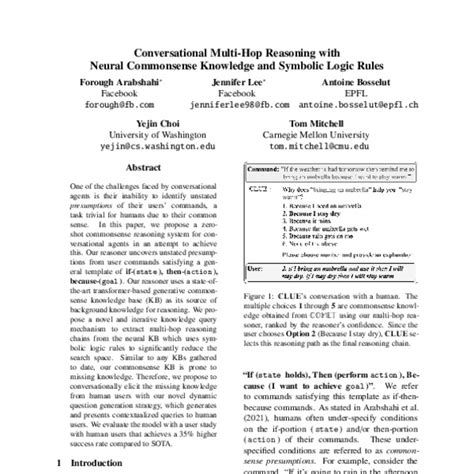 Conversational Multi Hop Reasoning With Neural Commonsense Knowledge