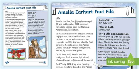 Amelia Earhart Fact File Teacher Made Twinkl