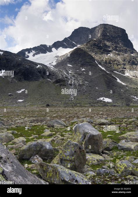 Glacier Mountainside Seen From The Hike Through Svartdalen Valley High