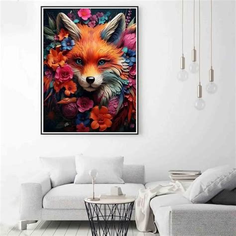 5D Diamond Painting Kits Fleur Renard DIY Peinture Avec Diamant Art