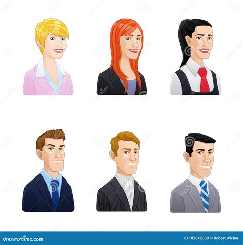 Executivos Do ícone Dos Avatars Ajustado Estilo Dos Desenhos Animados