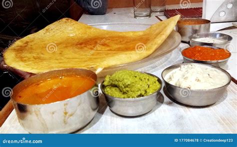 Paper Masala Dosa Is A South Indian Meal Served With Sambhar And