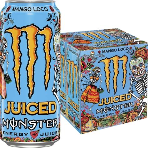 Monster Juiced Mango Loco Bebida Energética Pack 4 Latas De 50 L