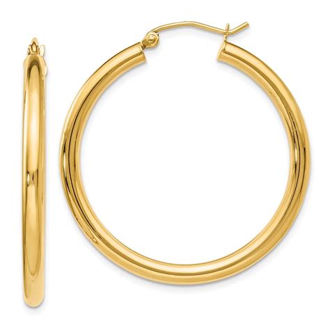 Jewelryweb 14k Gold Polished Hinged Hoop Earrings