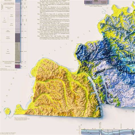 Vintage Kentucky Elevation Map - Relief Map (1988) | Muir Way | Relief ...