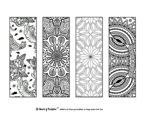 Printable Bookmarks To Color 120 For Adults And Kids World Of Printables