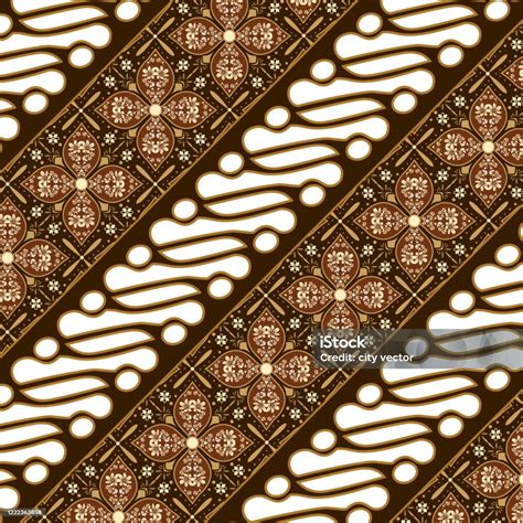 Motif Cantik Batik Kawung Dengan Desain Warna Cokelat Putih Lembut