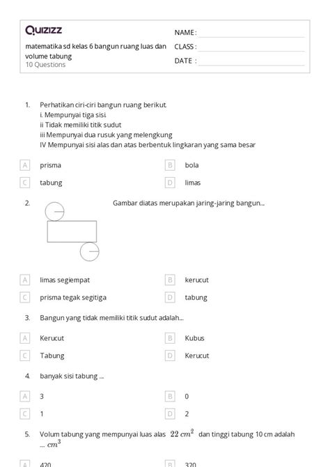 50 Lembar Kerja Volume Prisma Persegi Panjang Untuk Kelas 6 Di Quizizz