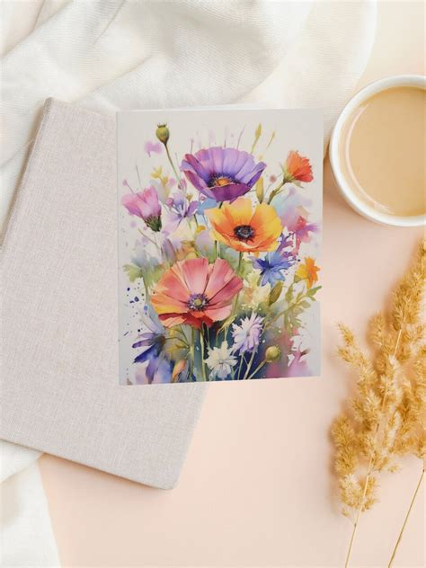 Set Fine Art Blank Card Set Watercolor Wild Flowers Greeting Cards 8