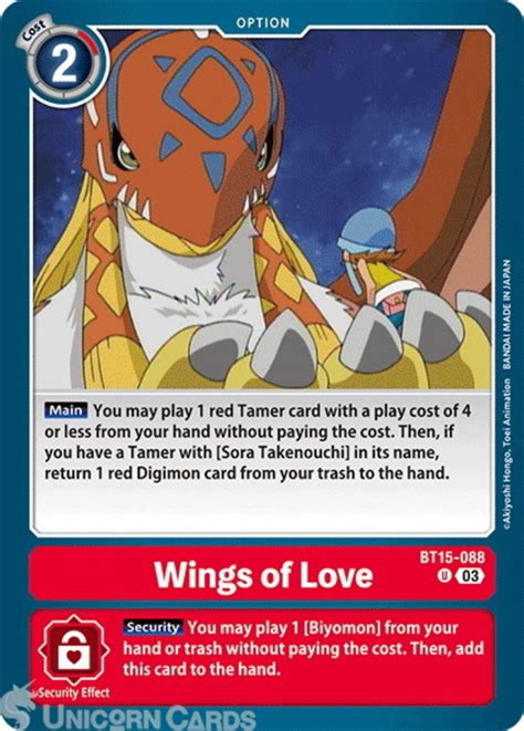 BT15 088 Wings Of Love Uncommon Digimon Card BT 15 Exceed Apocalypse