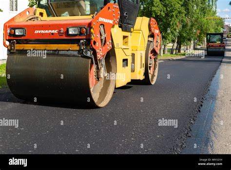 Chelyabinsk Region, Russia - August 2019. Asphalt Roller Operation ...