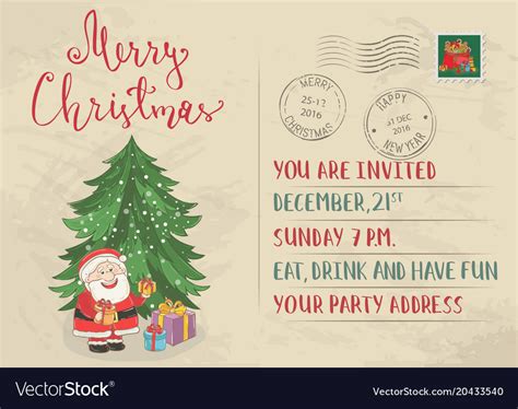 Vintage Christmas Postcard With Stamp And Postmark