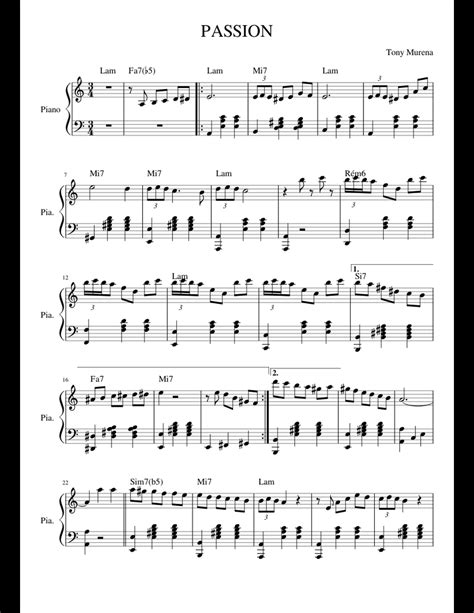 Passion Sheet Music For Piano Download Free In Pdf Or Midi