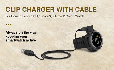 Garmin Fenix 3 HR Charger MoKo USB Data Sync Charge Cradle Dock