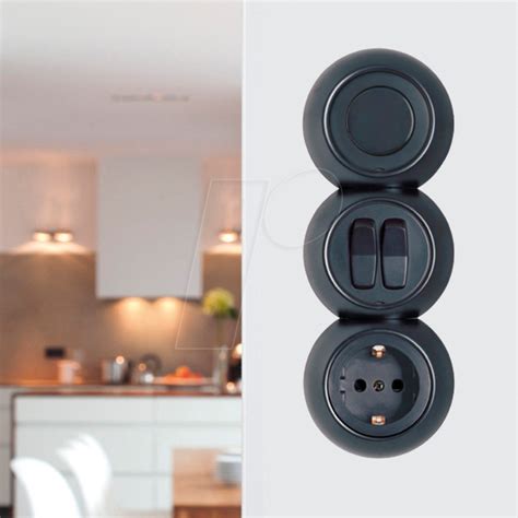 Elso Wde Double Change Over Switch With Central Plate Black