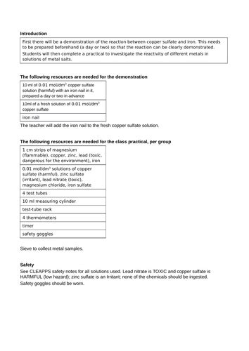 Displacement Reactions Ks3 Low Ability Gcse Teaching Resources