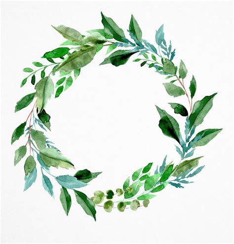 Foliage Watercolor Clipart Watercolor Clipart Greenery Wreath Wedding