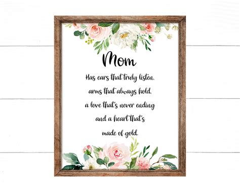 Mom Poem Print Mothers Day T Mothers Day Quote Printable Etsy