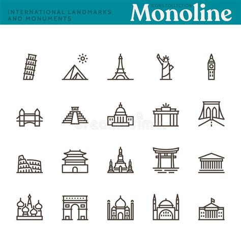 Iconos Internacionales De Monumentos Y Monumentos Ilustración del