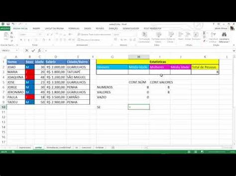 Contar dados no Excel vamos utilizar as funções cont núm cont valores