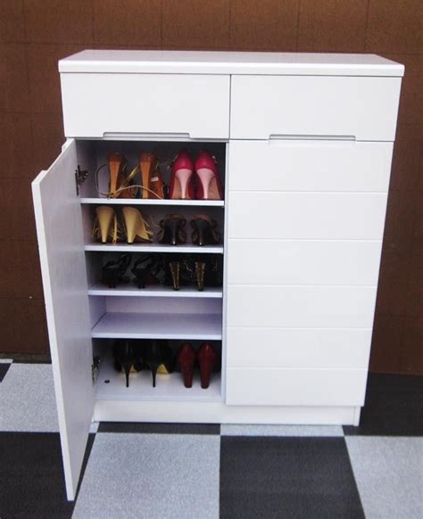 Gloss White Shoes Cabinet With 2 Doors Shoe Cabinet Shoe Organization Closet Shoe Storage