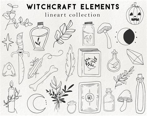 25 witchcraft elements - wizardry clipart, occult magic, halloween By ...