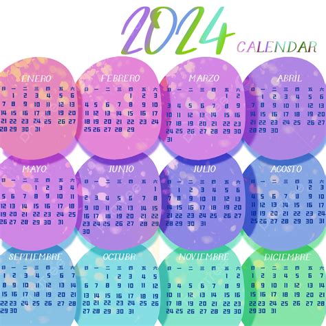 2024 New Year Calendar Color Desk Calendar 2024 Calendar Simple PNG