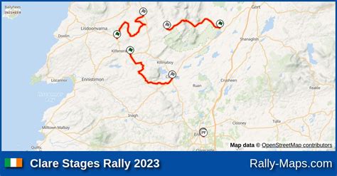 Streckenverlauf Clare Stages Rally 2023 INRC RallyeKarte De